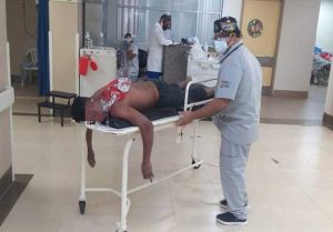 Atención. El afectado fue hospitalizado.