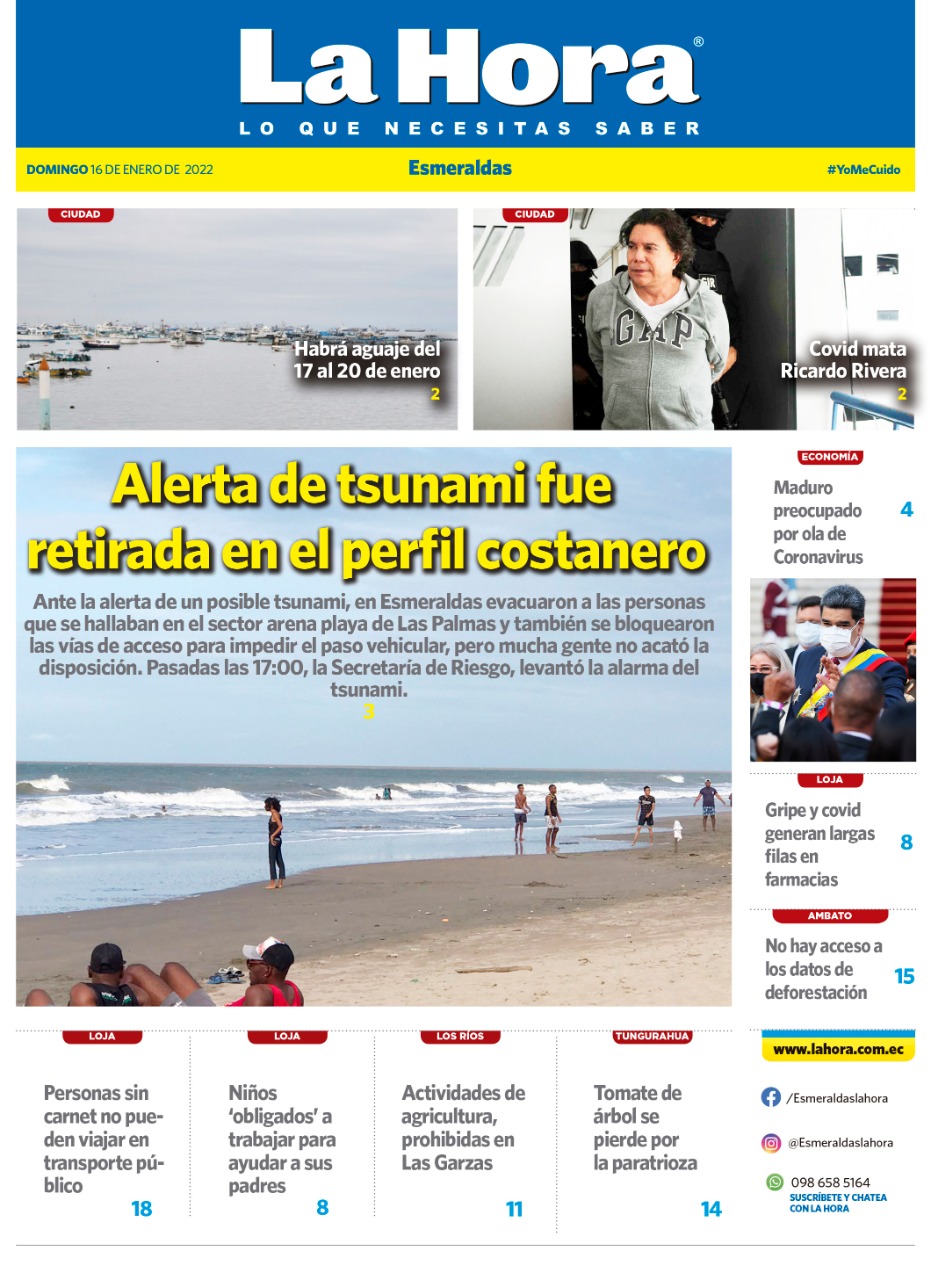 Esmeraldas: 16 de enero, 2022