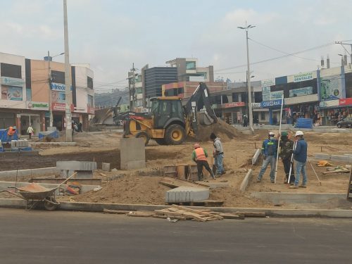 Obreros continúan laborando en la adecuación de áreas verdes.