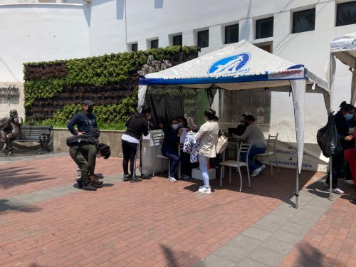 Punto de vacunación habilitado en el parque Montalvo