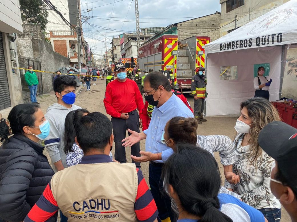 El Alcalde de Quito habló con los afectados por el aluvión del 31 de enero.