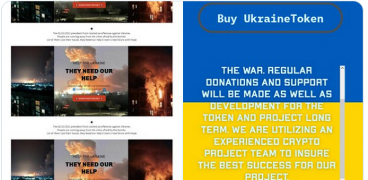 Imágenes de las supuestas organizaciones que piden ayudas financieras para Ucrania.