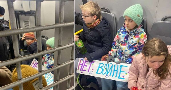 Imagen compuesta de los niños rusos detenidos por 'protestar'.