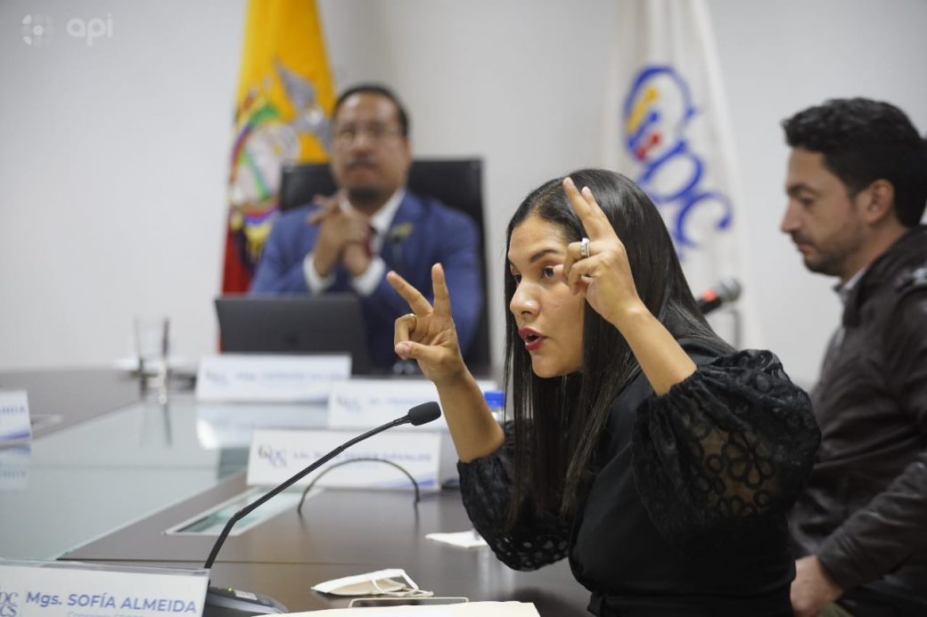 Sofía Almeida regresó al Pleno del CPCCS luego de ser destituida el 9 de febrero.