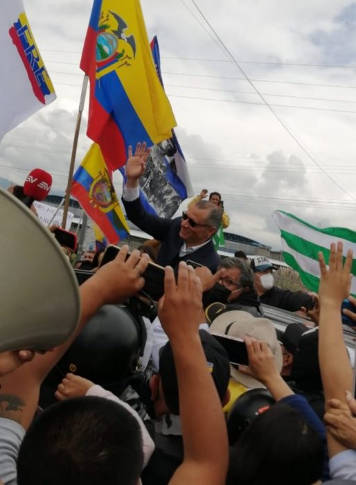 Semblante. Jorge Glas en una concentración masiva tras su salida de la cárcel de Latacunga.