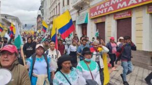 Toma. Tras ingresar por la fuerza a la Gobernación, los manifestantes ondeaban banderas de Ecuador en las ventanas. 