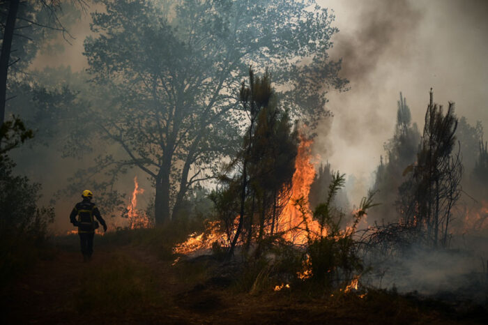 DRAMA. El incendio en Louchats (Francia) es uno de los tantos que se registra en estos días en Europa.EFE