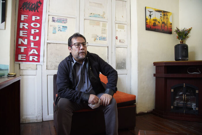 Nelson Erazo es presidente del Frente Popular, que tiene su sede en Quito.