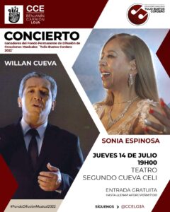 Sonia Espinosa y Willan Cueva presentarán un gran concierto