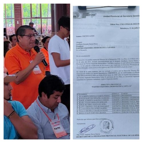 Directiva Provincial de Los Ríos de la Izquierda Democrática ya está certificada por el Consejo Nacional Electoral