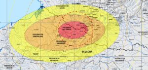 Mapeo. Organismos de Ecuador y Colombia elaboraron, en 2014, un mapa de las amenazas ante una posible erupción volcánica.