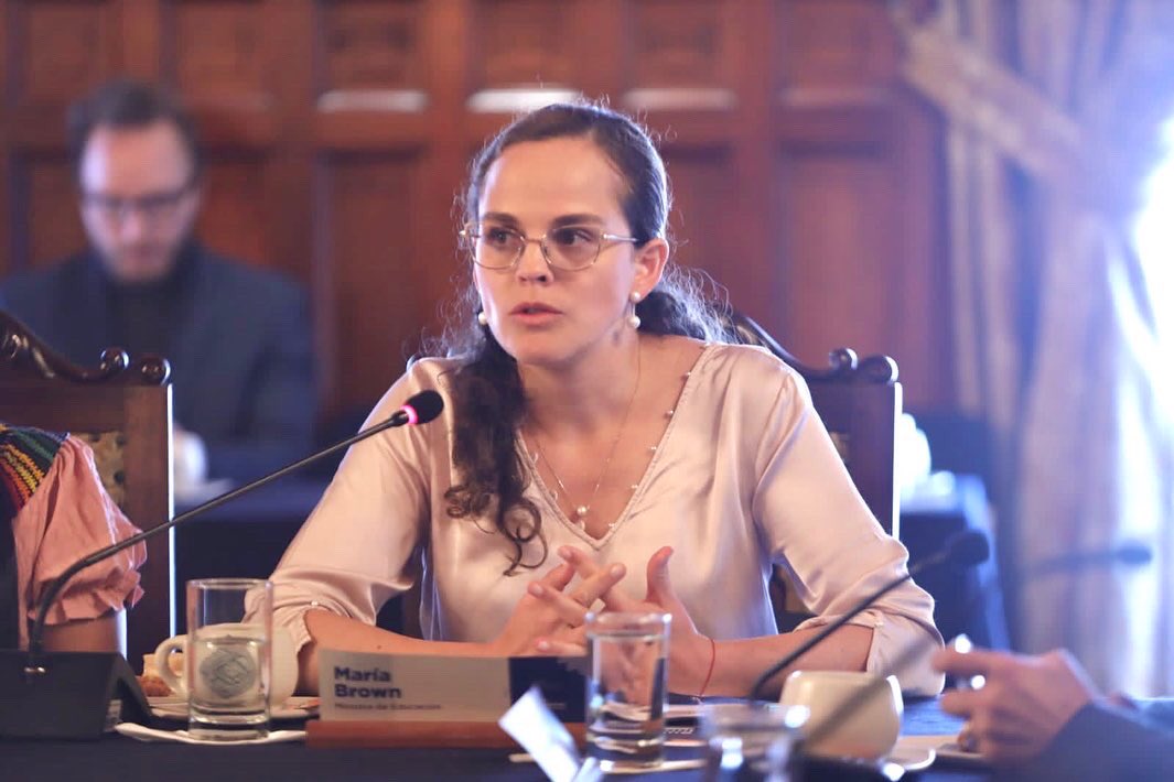 Labor. María Brown, ministra de Educación, hizo un desglose de los rubros para la educación intercultural bilingüe.