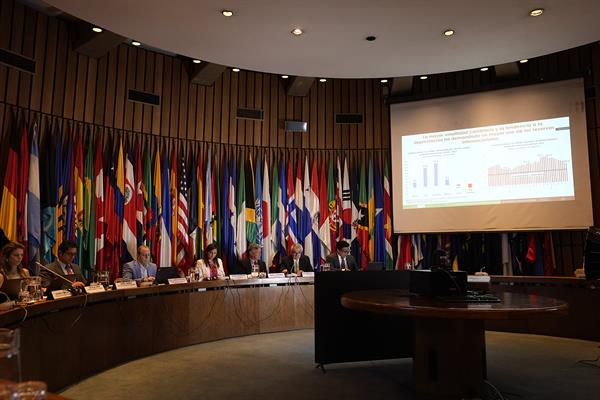 ACTO. Momento en que se entrega el informe anual ‘Balance Preliminar de las Economías de América Latina y el Caribe 2022’. EFE