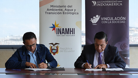 Indoamérica firma convenio insterinstitucional con el Inamhi