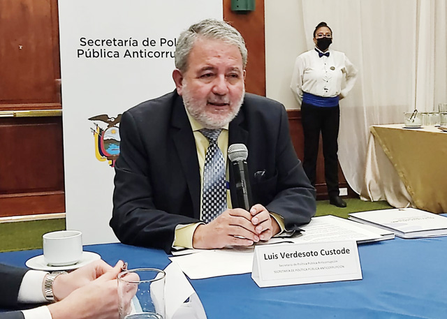 EXFUNCIONARIO. Luis Verdesoto renunció a la Secretaría Anticorrupción.