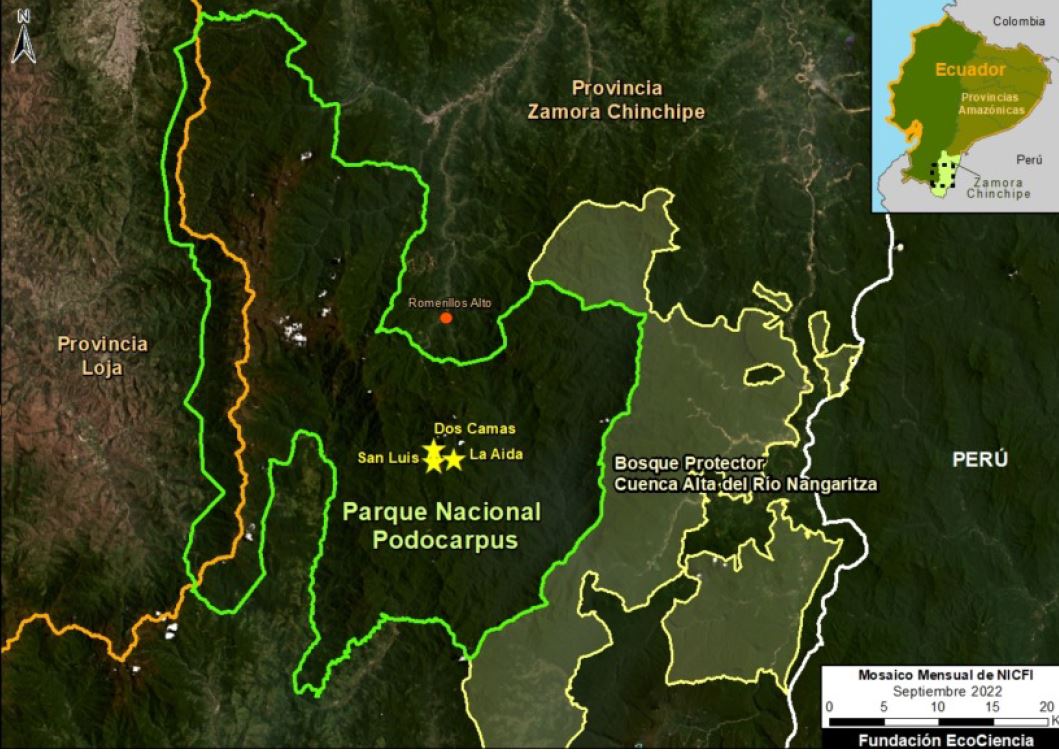 222 campamentos de minería ilegal operan en el Parque Nacional Podocarpus