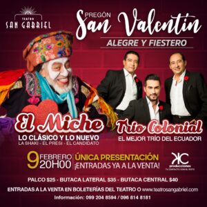 El Miche y el Trío Colonial presentan el “Pregón San Valentín, alegre y fiestero”, LA HORA te regala entradas