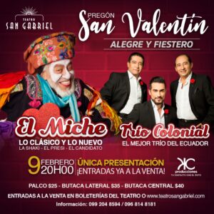 El Miche y el Trío Colonial presentan el “Pregón San Valentín, alegre y fiestero”, LA HORA te regala entradas