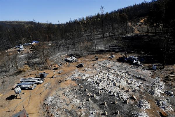 DAÑO. un terreno devastado por los incendios forestales que azotan al sur de Chile.