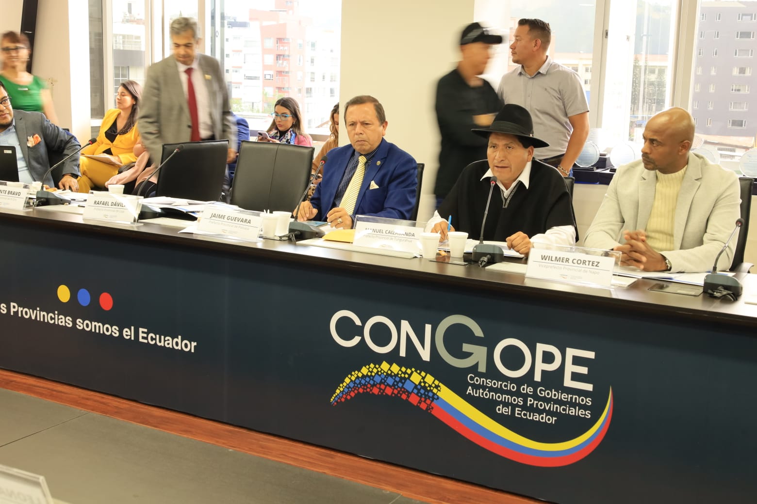 Manuel Caizabanda al momento de exponer la realidad de Tungurahua previo a la firma del convenio.