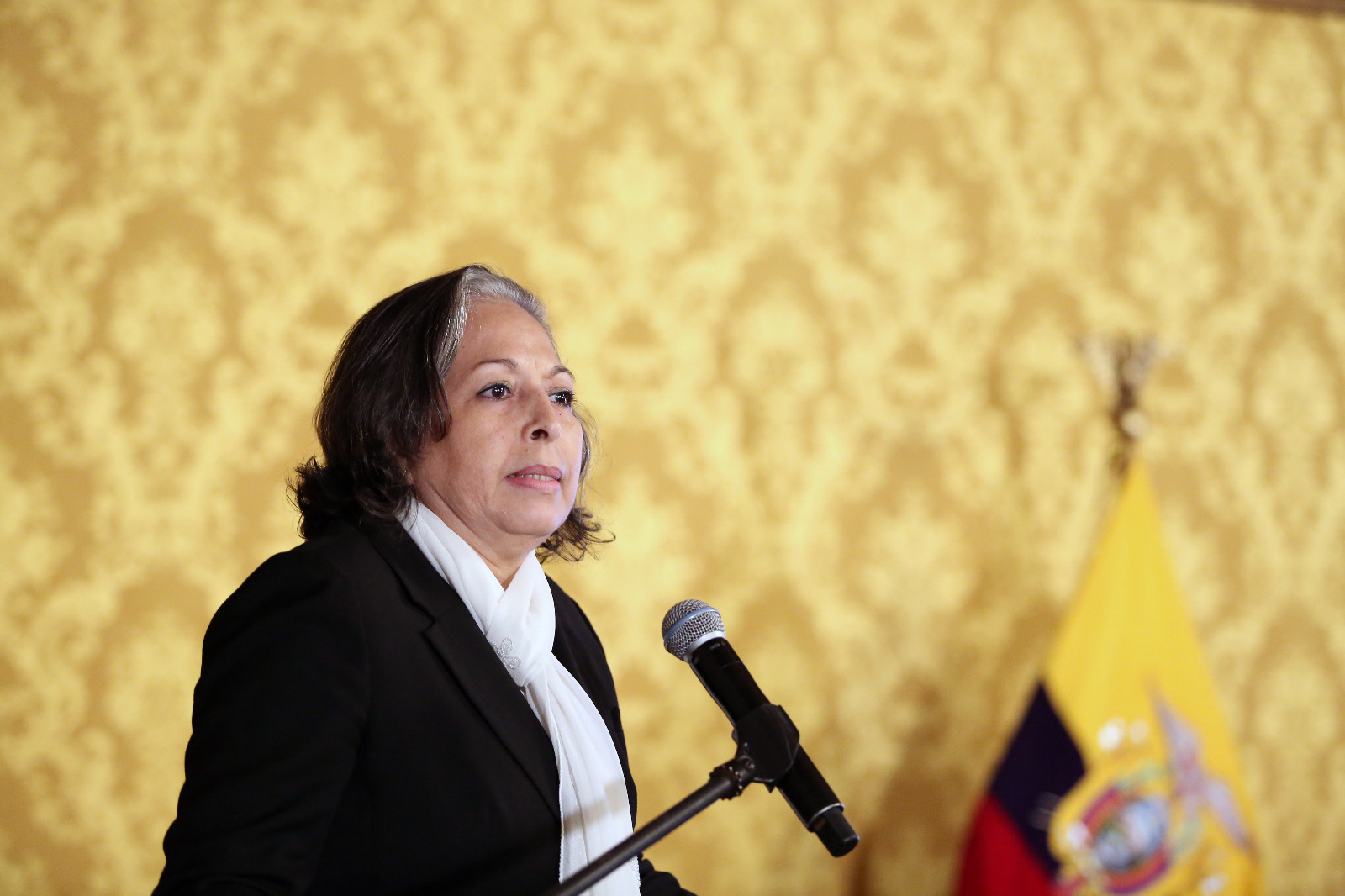 ACTO. Patricia Ochoa agradeció al Gobierno de Guillermo Lasso por apoyar la investigación de la muerte de su esposo, el general Jorge Gabela.