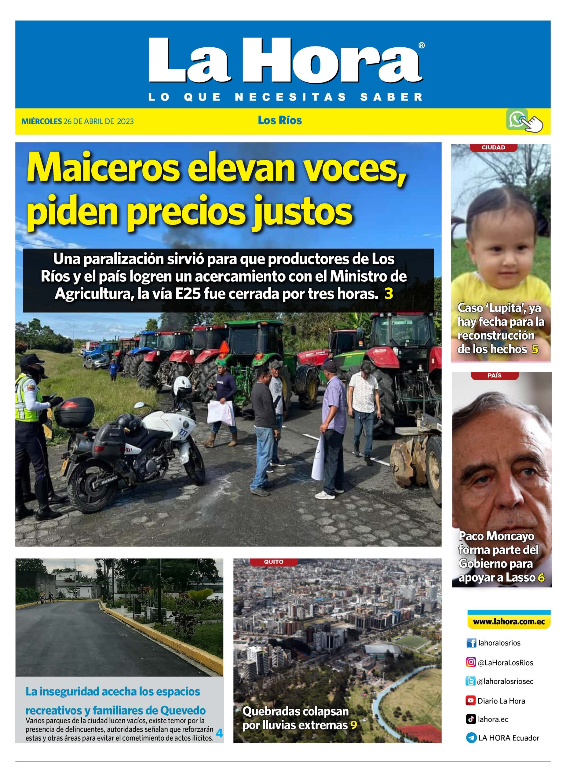 Los Ríos 26 de abril, 2023 Diario La Hora