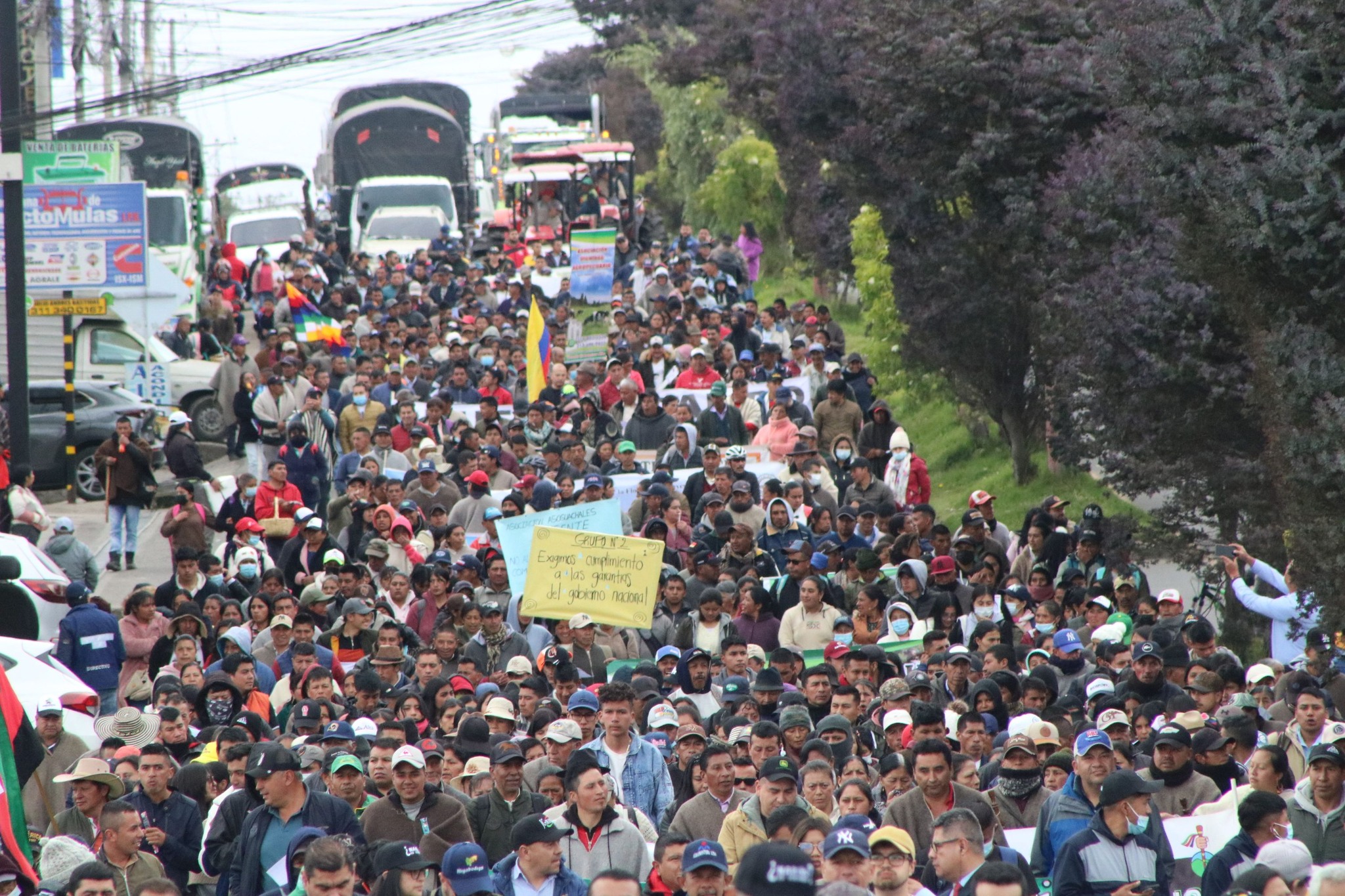 Paralización. Miles de personas marcharon este 1 de agosto de 2023 en Nariño, como señal de protesta, hasta llegar a Rumichaca.