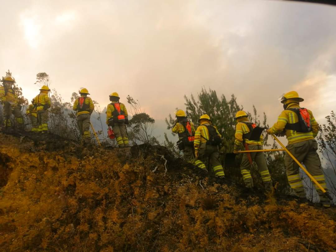 LABOR. Bomberos continúan con las labores de mitigación de incendios forestales en la zona de Espíndola.