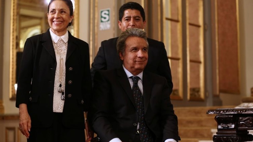 INVESTIGADO. El expresidente de la República, Lenín Moreno, procesado por el caso Sinohydro, y su esposa Rocío Gonzáles. (Foto archivo)