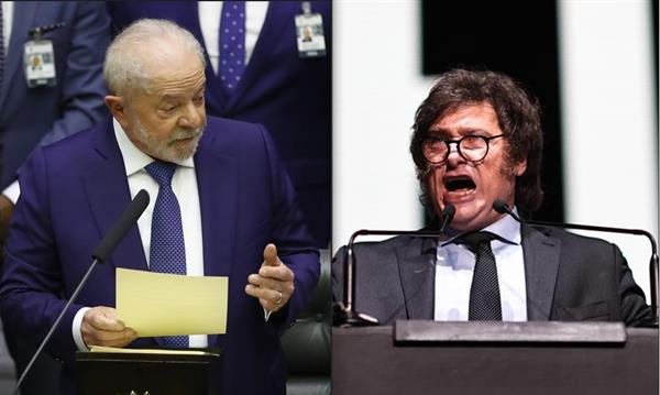 Opuestos. El presidente de Brasil, Luiz Inácio Lula da Silva (i) y el presidente electo de argentina, Javier Milei (d).