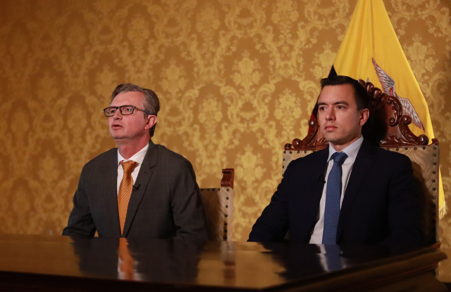 REALIDAD. El presidente Daniel Noboa y su ministro de Economía, Juan Carlos Vega Malo, deben gestionar un presupuesto a la baja.