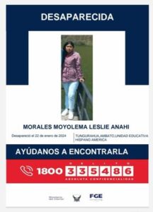 Leslie Anahí Morales Moyolema está desaparecida