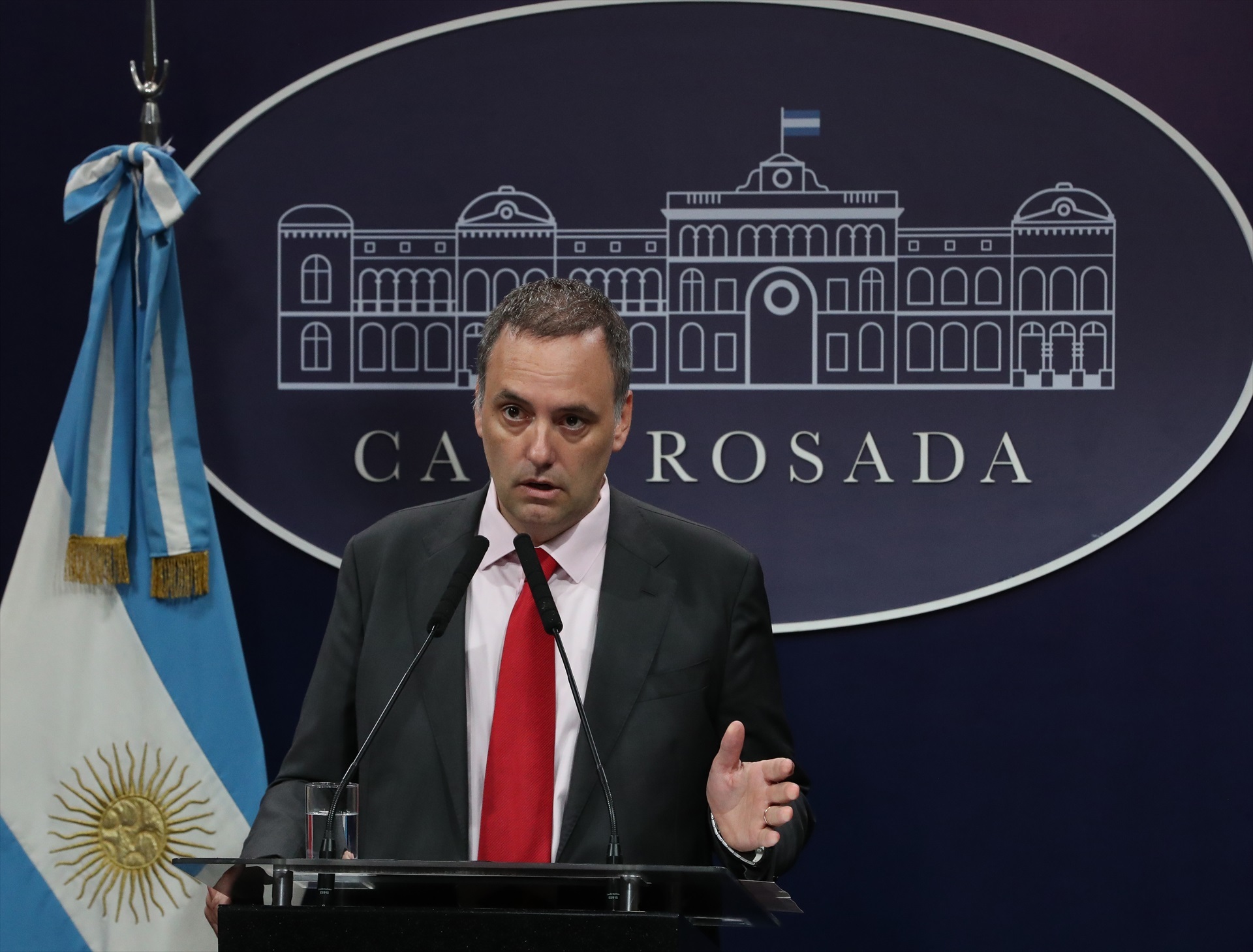 Funcionario. Manuel Adorni, portavoz de la Presidencia argentina. AGENCIA TÉLAM.