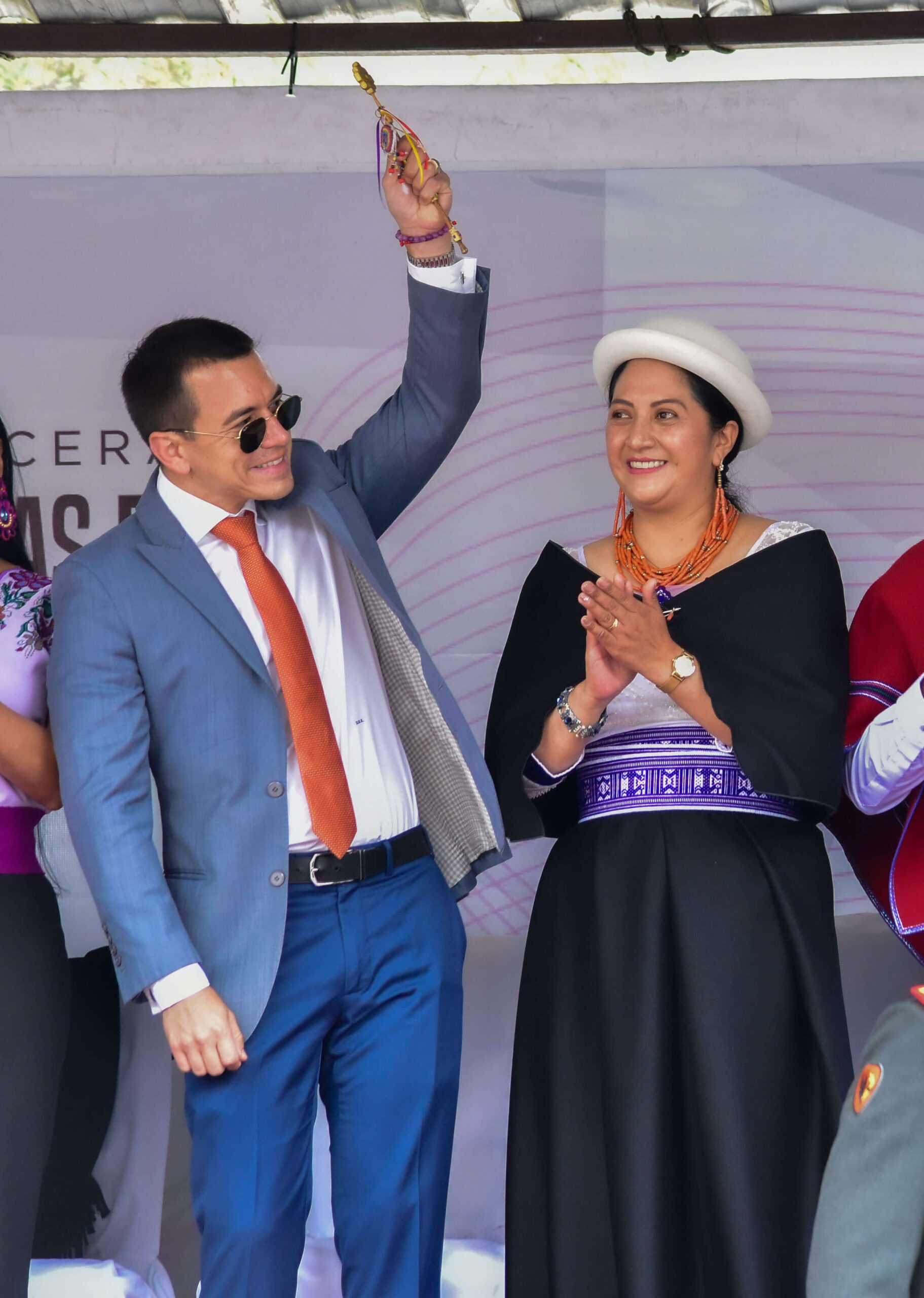El presidente Daniel Noboa y la alcaldesa Diana Caiza. 
