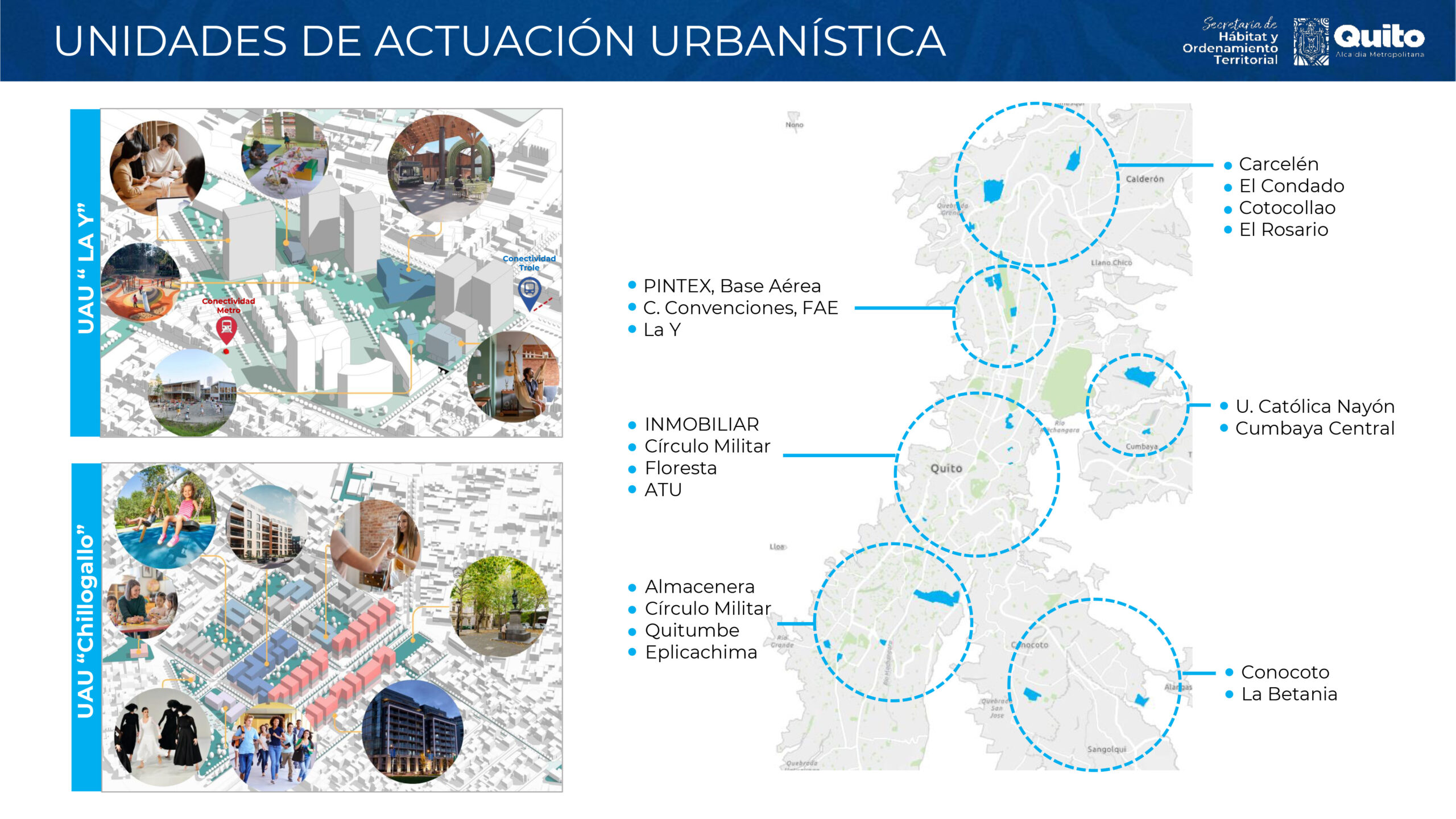 SECTORES. Mapa de Quito donde se muestran los proyectos de reorganización, según el Municipio.