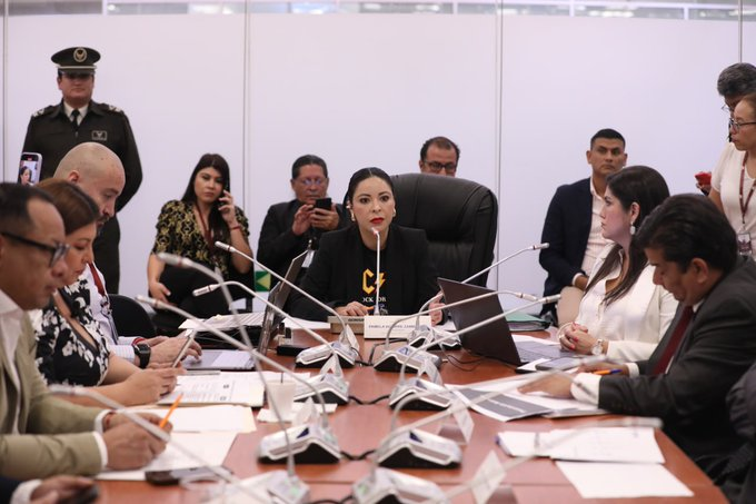 SESIÓN. La Comisión de Fiscalización de la Asamblea, presidida por Pamela Aguirre (Revolución Ciudadana) avocará, hoy 2 de julio de 2024, conocimiento de solicitud de juicio a la canciller, Gabriela Sommerfeld (Foto Asamblea)