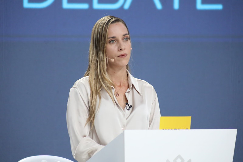 CANDIDATA. Andrea González fue una de las candidatas que tuvo visibilidad en el debate presidencial, según Comunicaliza. (Foto: CNE).