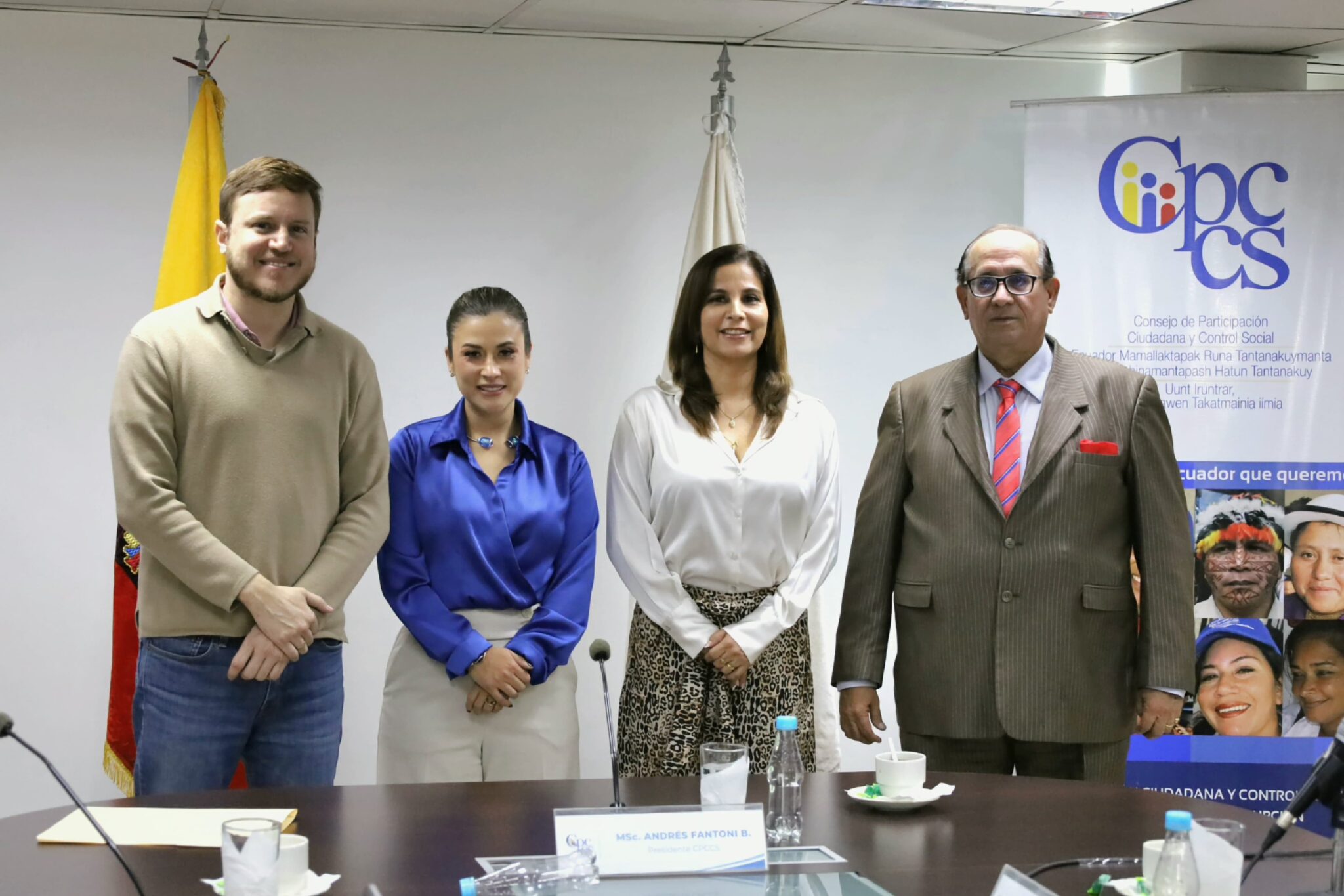 PERSONAJES. La nueva mayoría del Cpccs (De izquierda a derecha: Augusto Verduga, Nicole Bonifaz, Yadira Saltos, Eduardo Franco Loor). Foto: Cpccs.