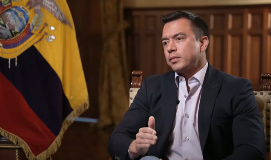 El presidente de Ecuador, Daniel Noboa, deberá participar en el debate presidencial del 23 de marzo, como candidato presidencial, donde uno de los temas es la seguridad. (Foto: Captura de video BBC News).